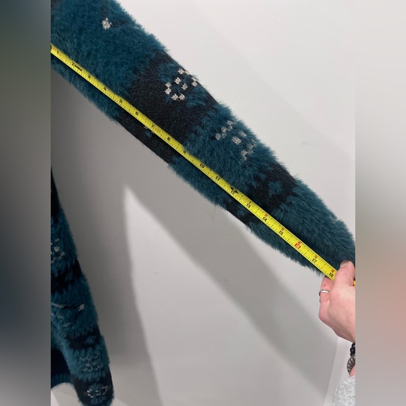 SHYANNE Plush Teal, Black, Cream Women’s Aztec Tribal Boho Duster Cardigan - Picture 9 of 10